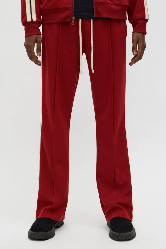 Dennis Slim Flare Track Pant - Burgundy