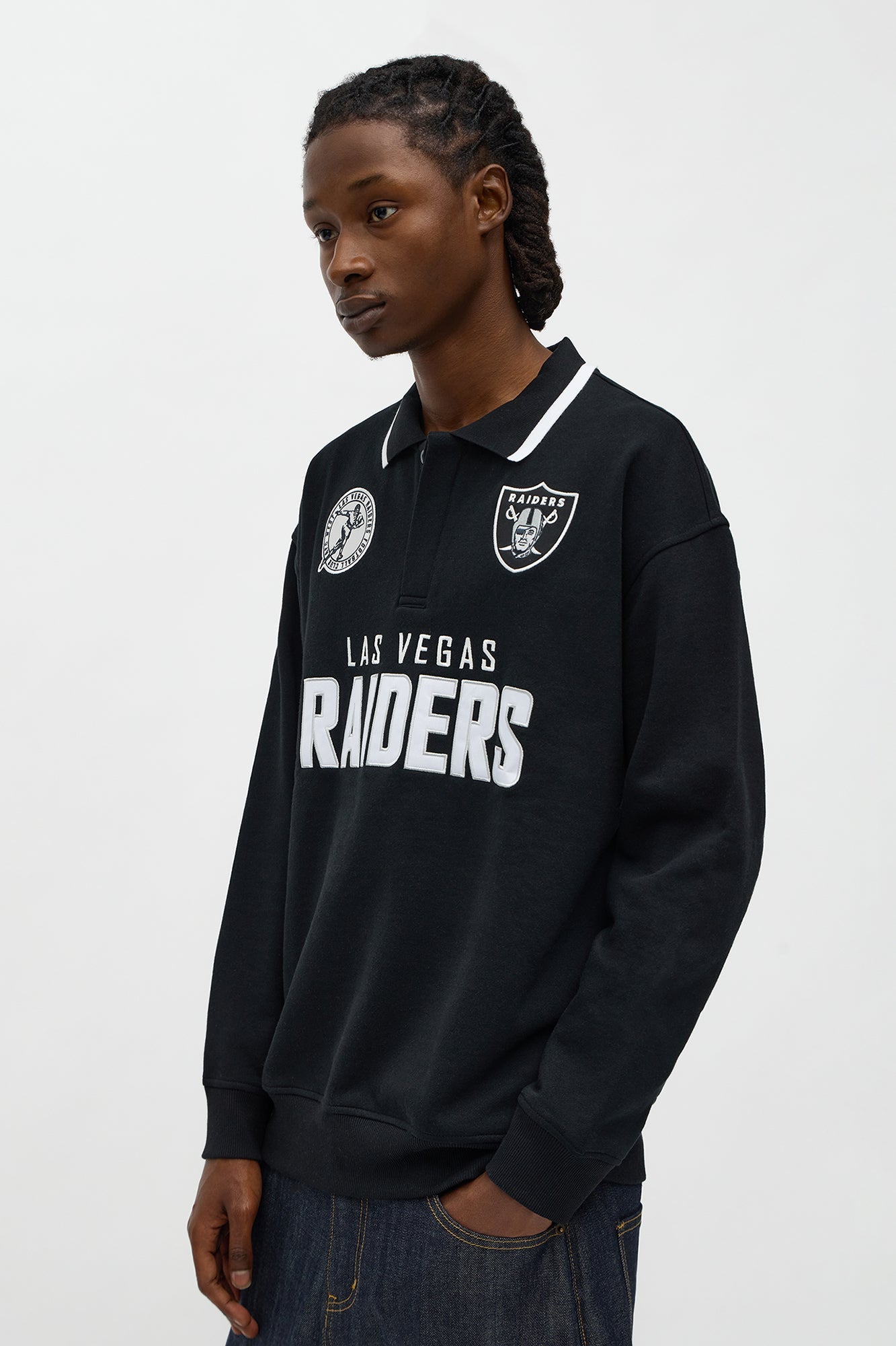 Raiders Sunset Flip Fleece Polo - Black