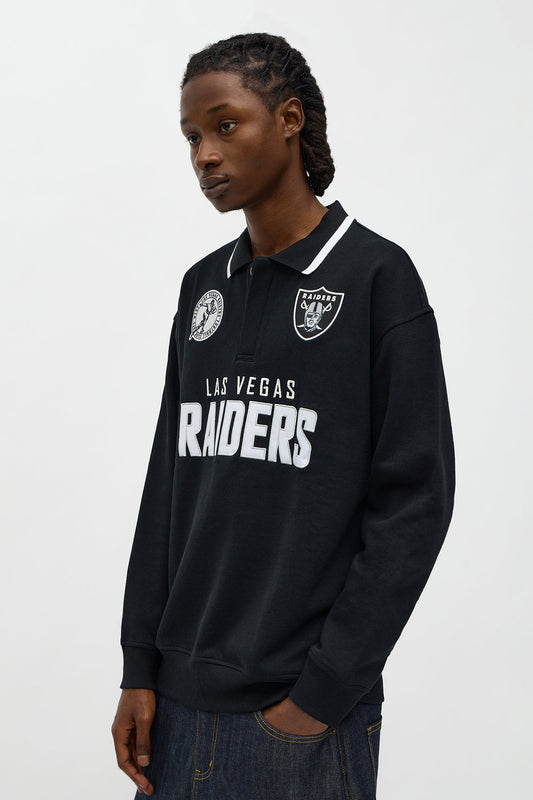 Raiders Sunset Flip Fleece Polo - Black