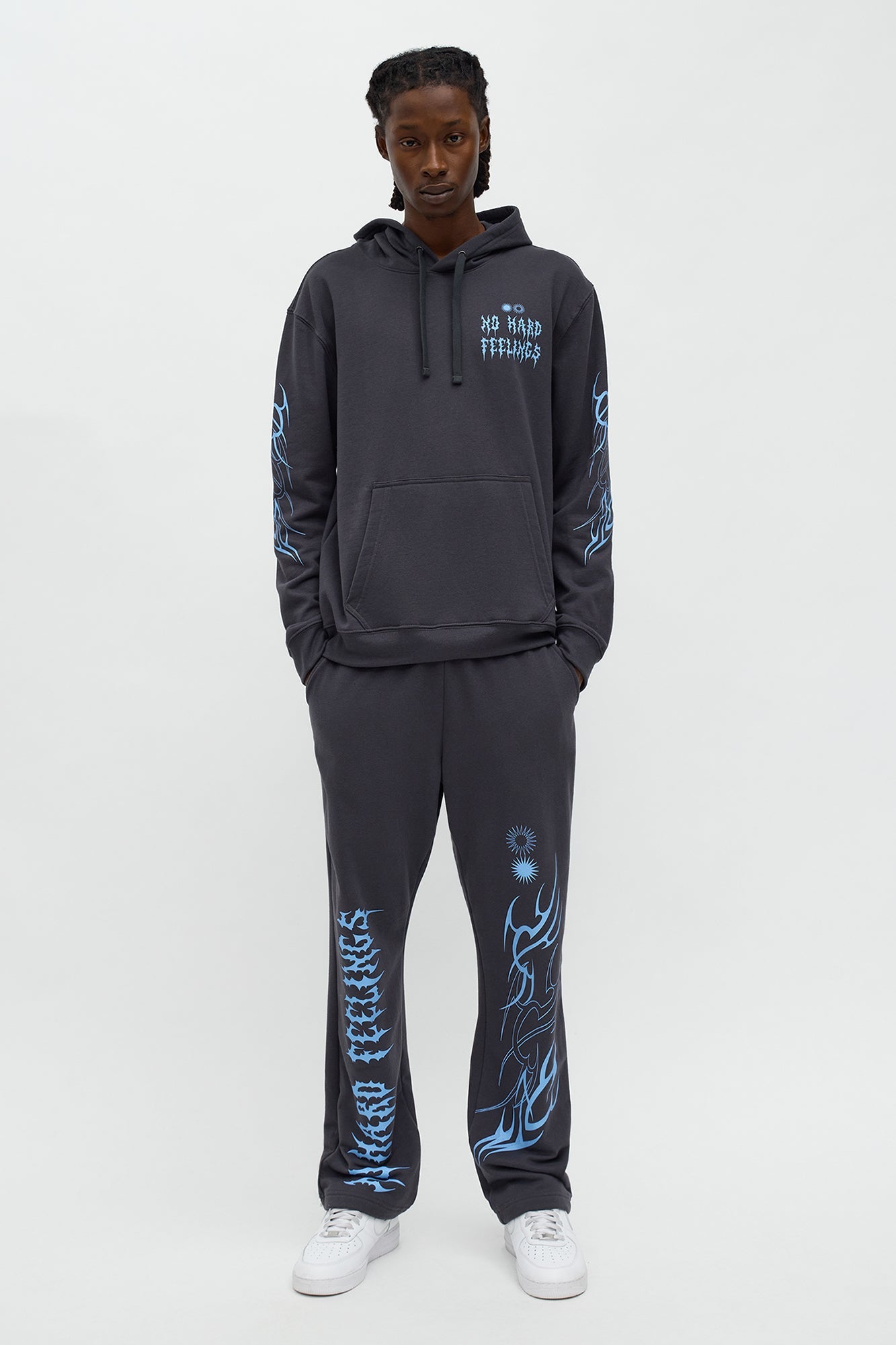 No Hard Feelings Type Hoodie - Charcoal