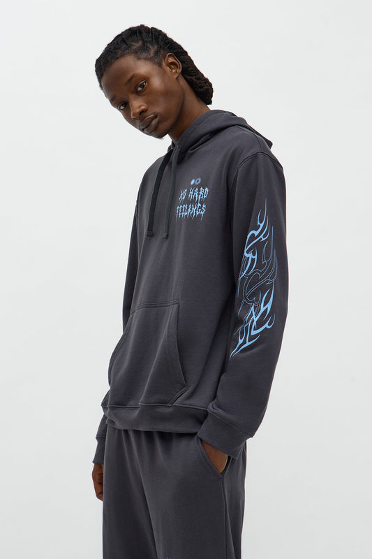 No Hard Feelings Type Hoodie - Charcoal