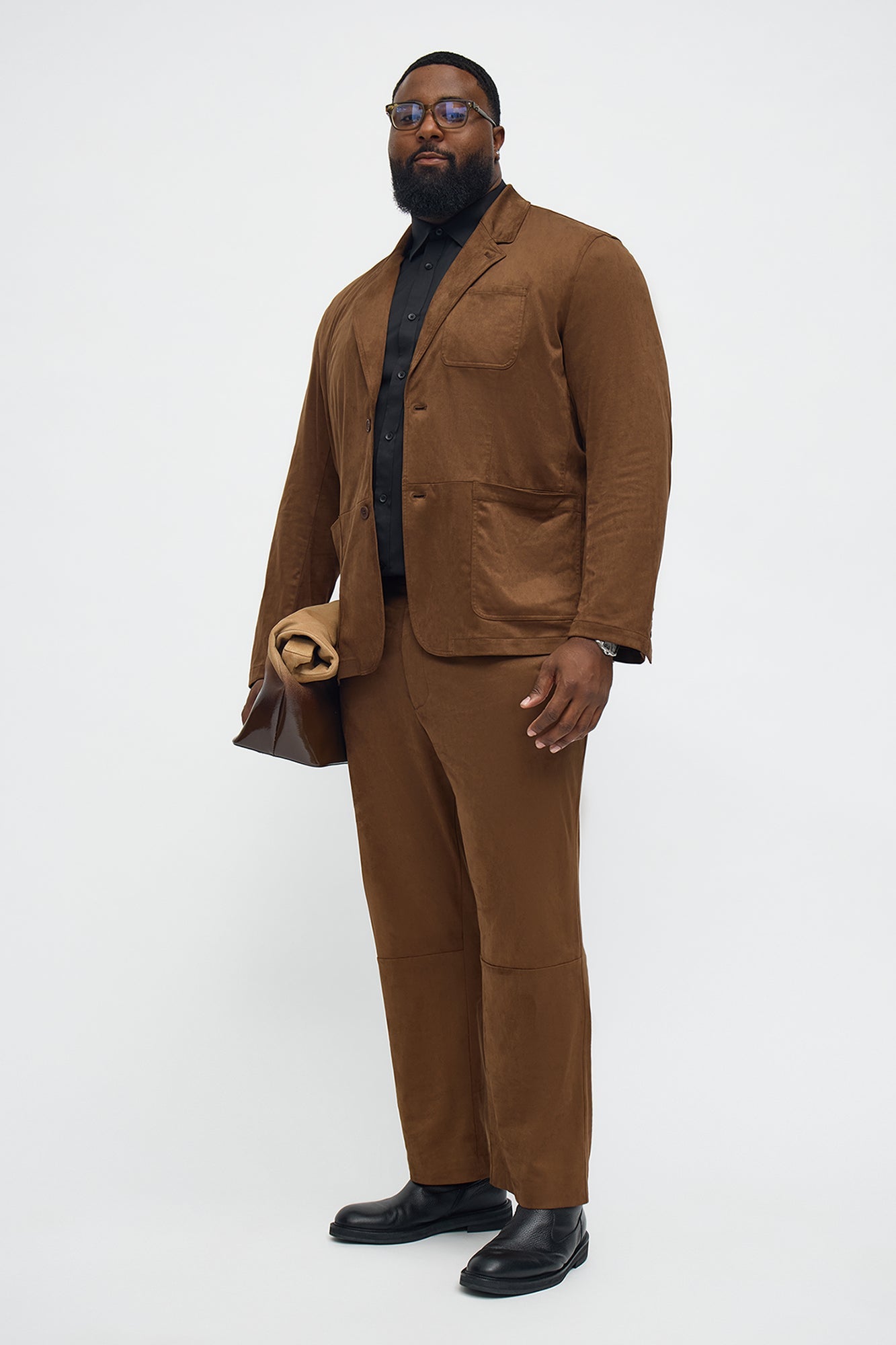 Straight Old Money Suede Trouser - Brown