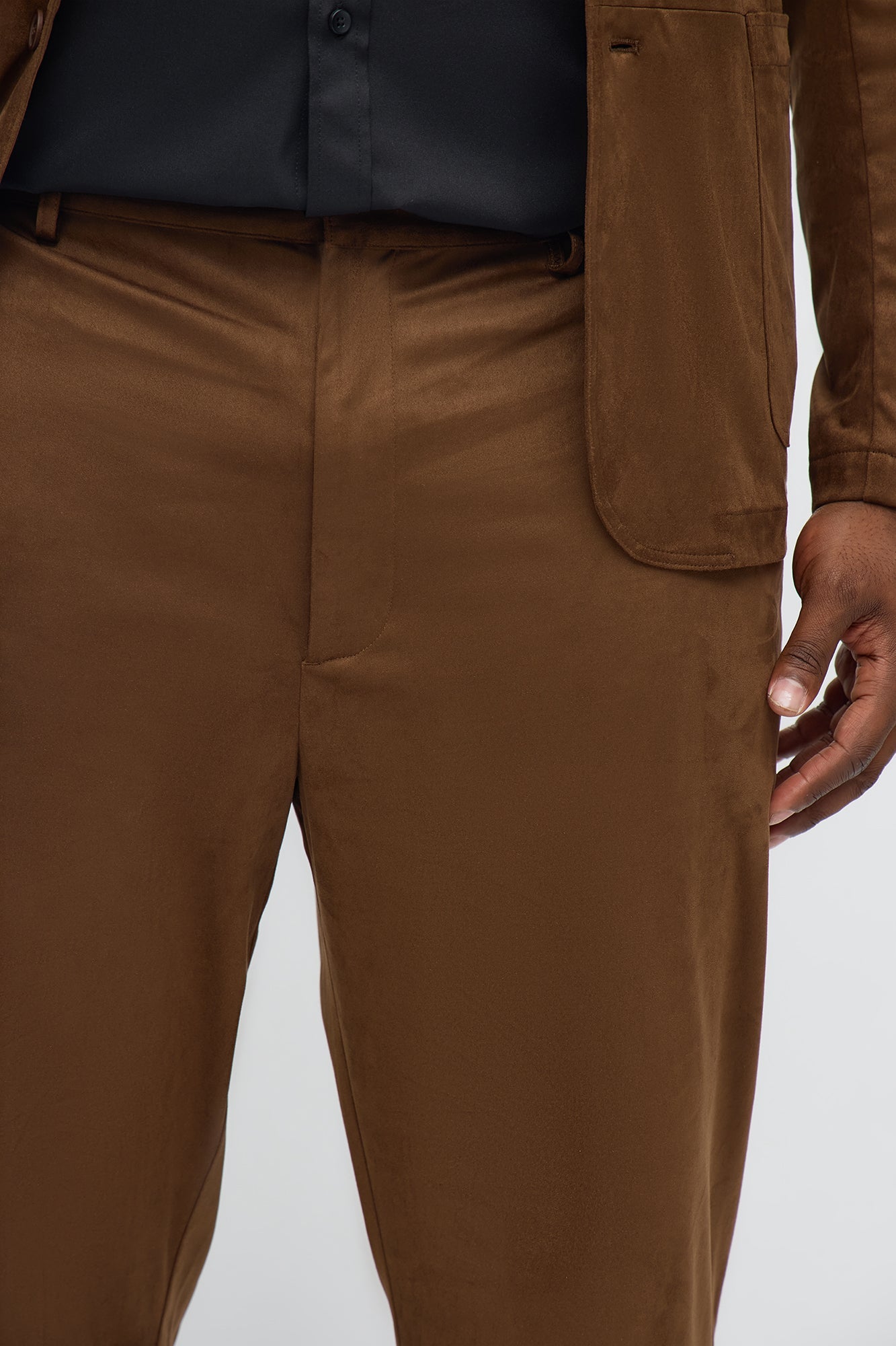 Straight Old Money Suede Trouser - Brown