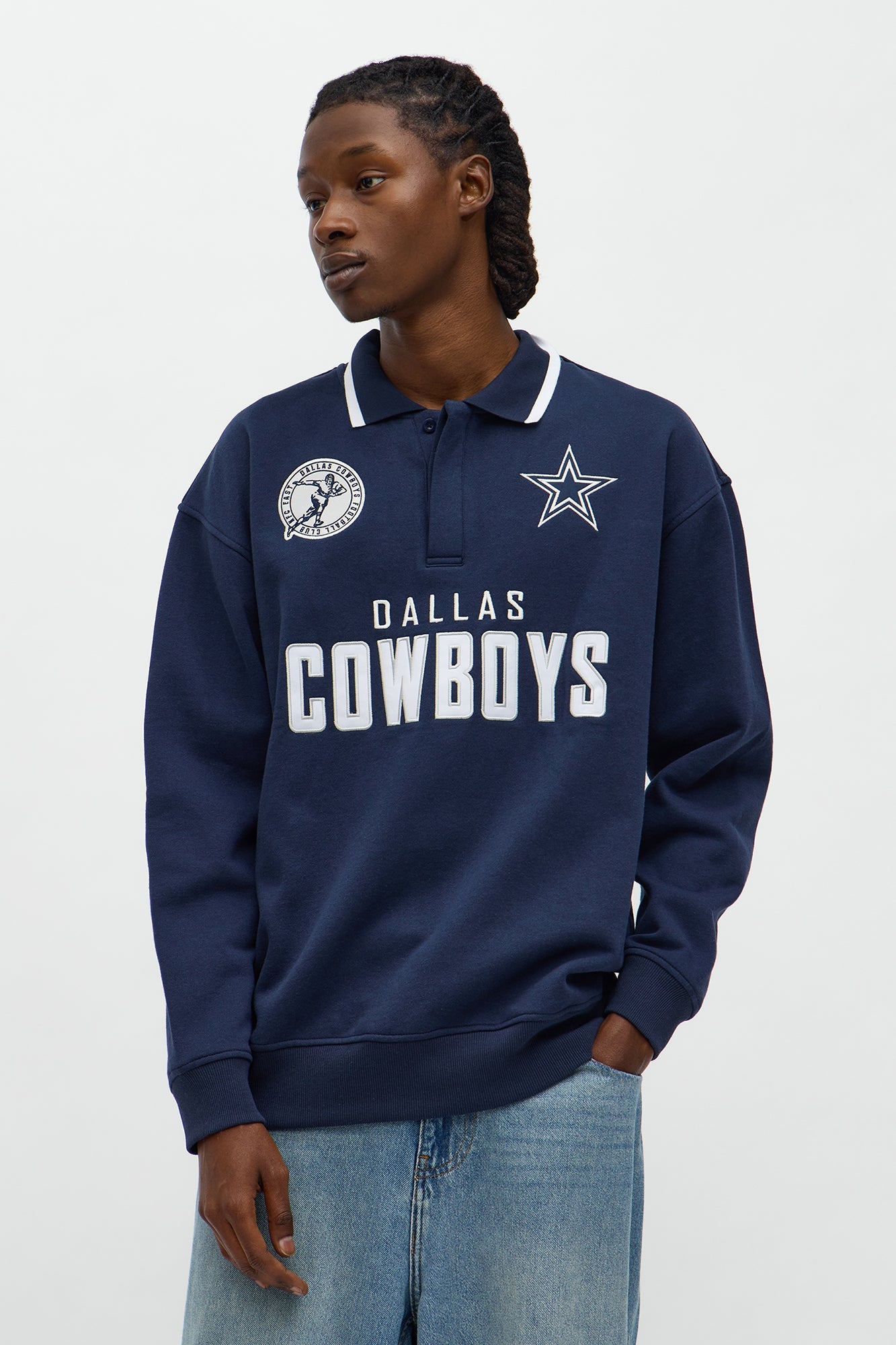 Cowboys Sunset Flip Fleece Polo - Navy