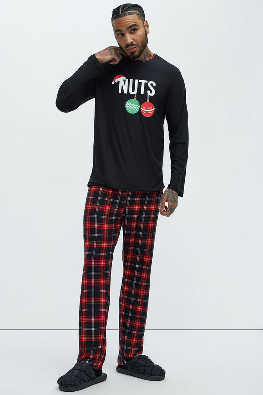 Naughty Chestnuts Holiday PJ Set - Black/Red
