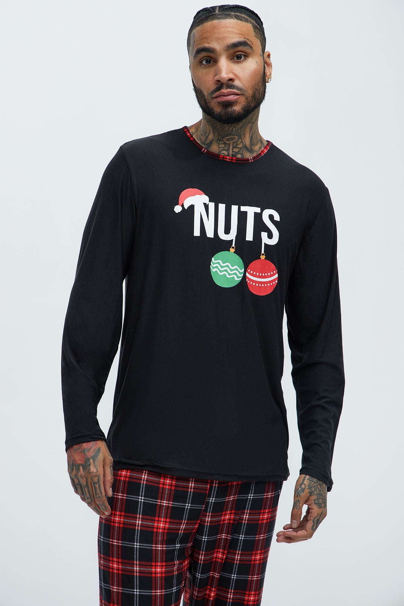 Naughty Chestnuts Holiday PJ Set - Black/Red