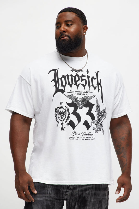 Lovesick Hustler Oversized Short Sleeve Tee - White