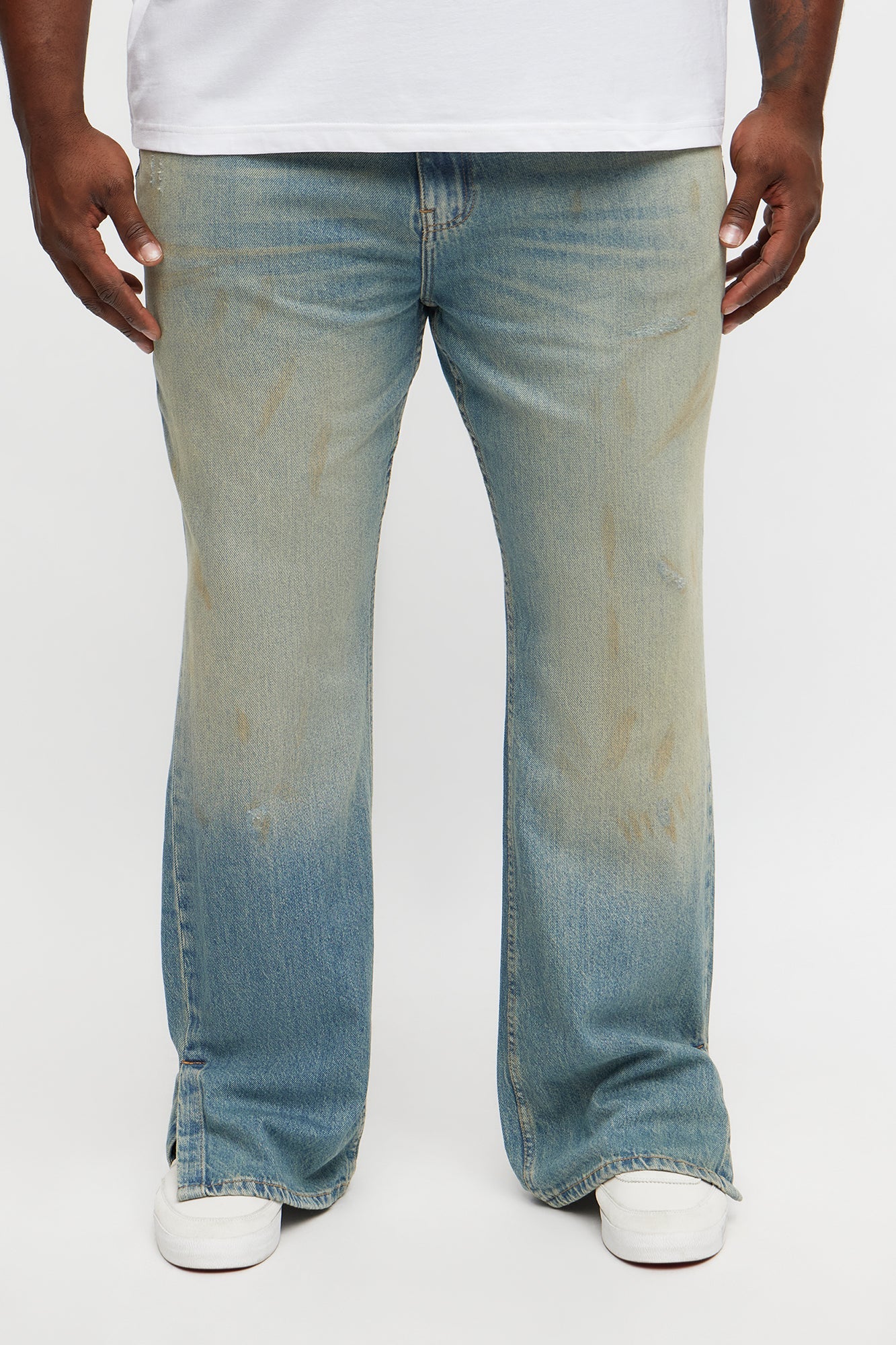 Stacked Slim Flare Stare Slit Jean - Vintage Blue Wash