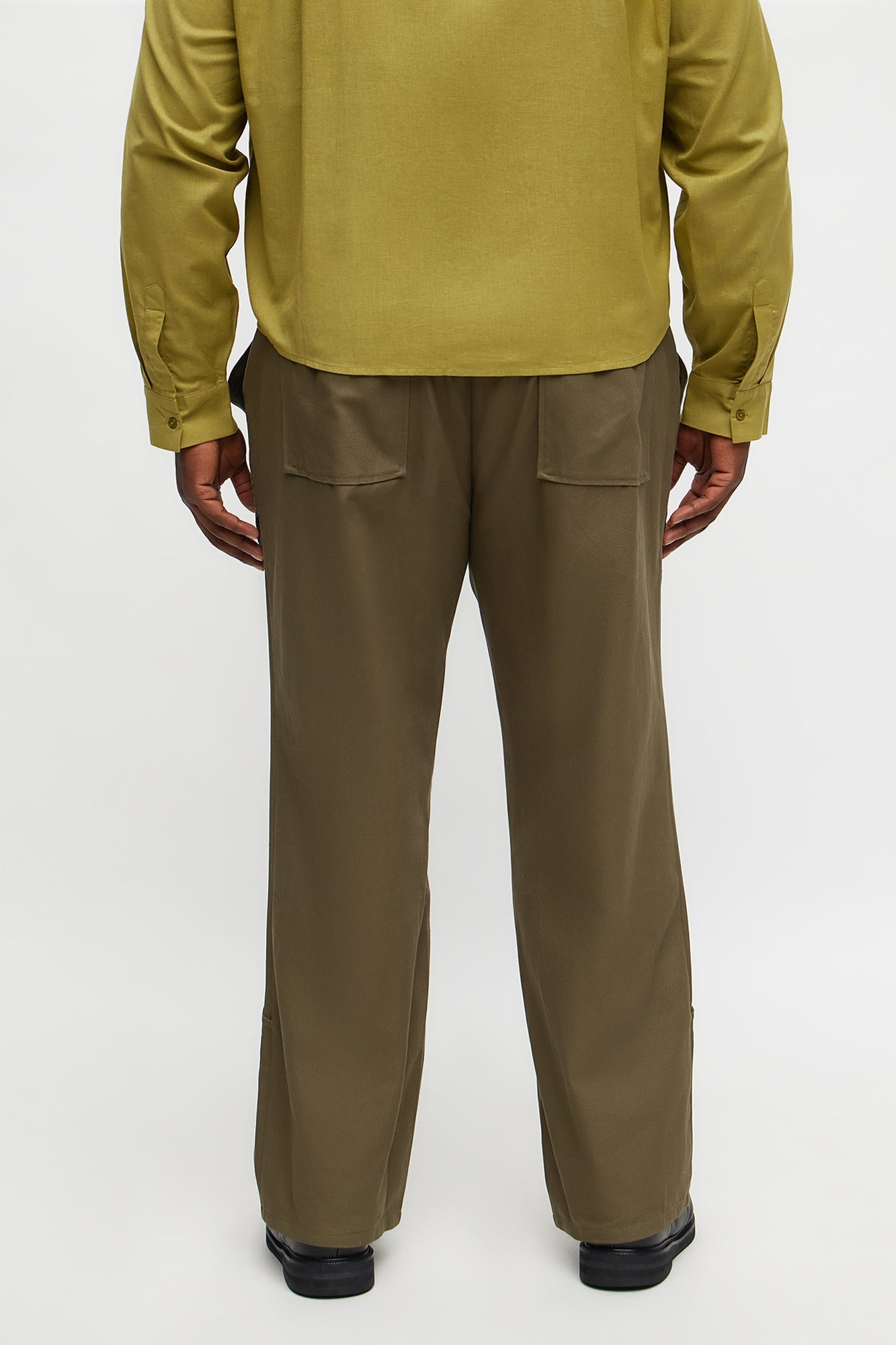 Straight Orbital Canvas Paneled Pant - Olive