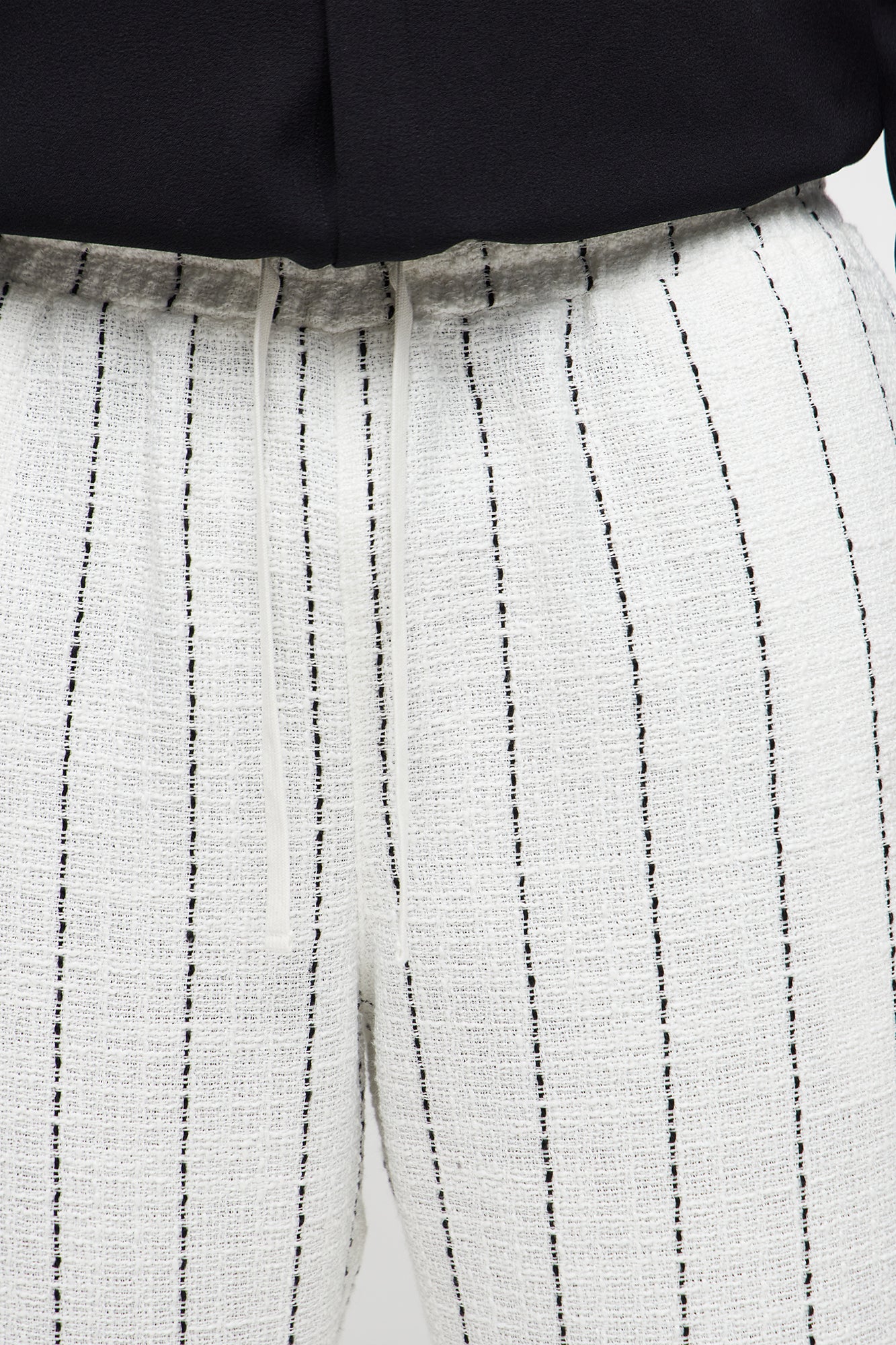 Straight Newport Beach Textured Drawstring Pant - White