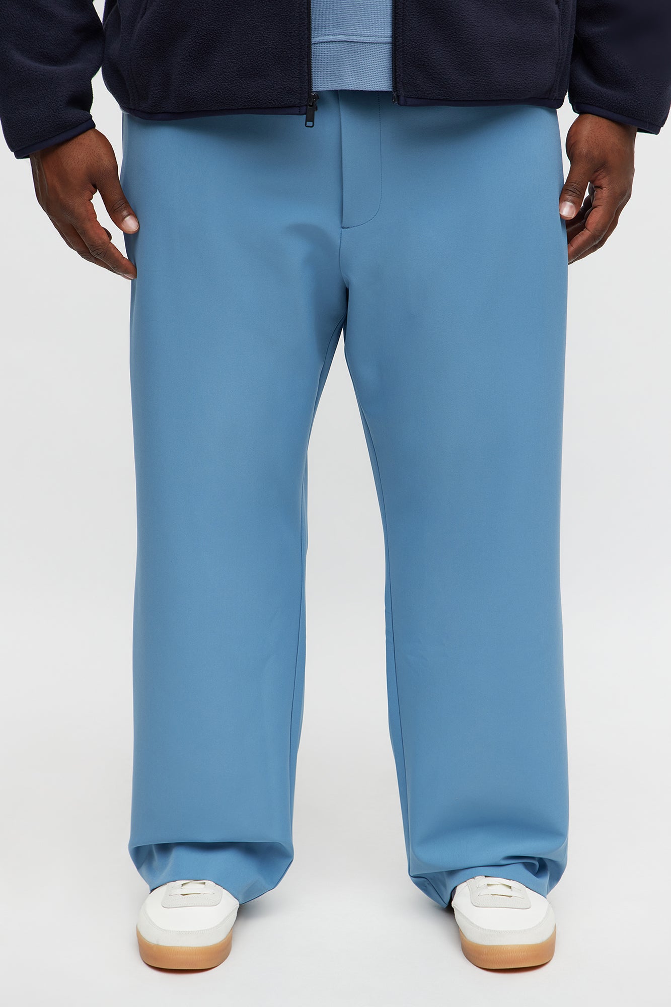 Straight Riven Elastic Waist Tech Pant - Blue