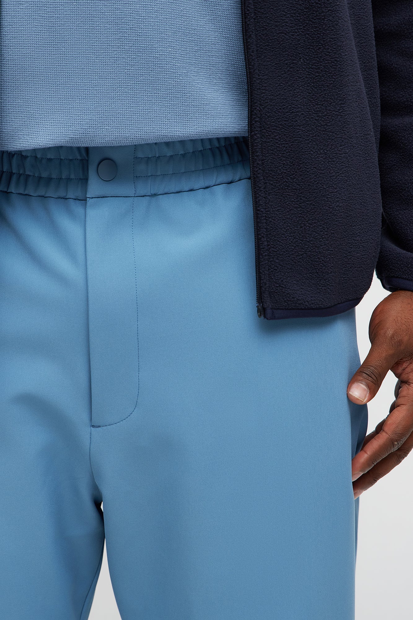 Straight Riven Elastic Waist Tech Pant - Blue