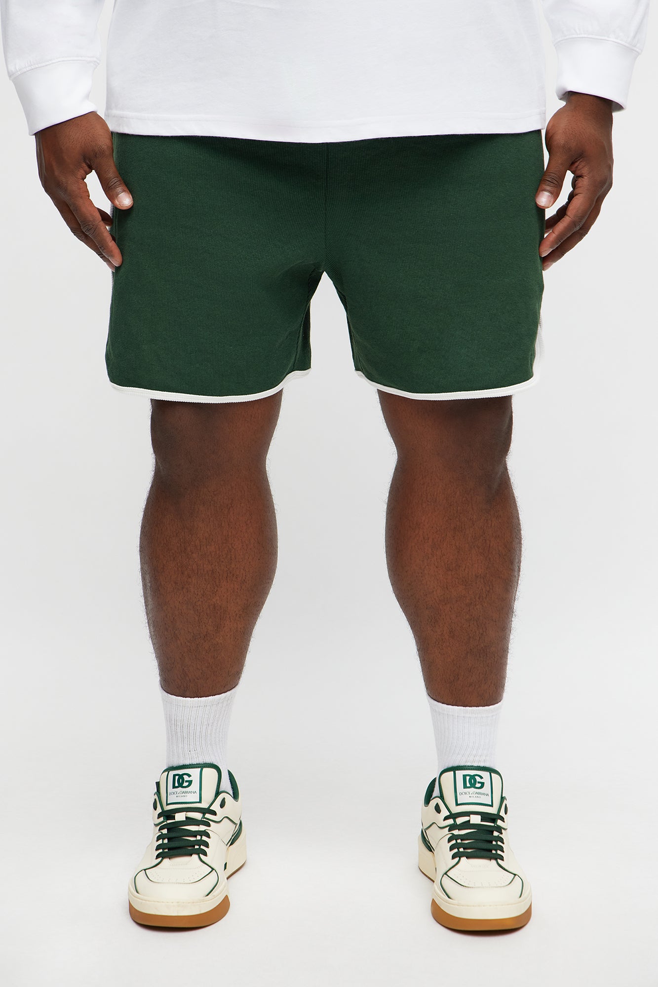 Retro Color Blocked Casual Short - Green/combo