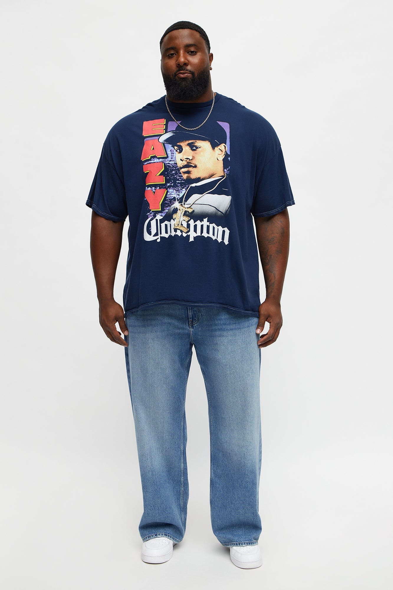 Eazy E Compton Boxy Short Sleeve Tee - Navy