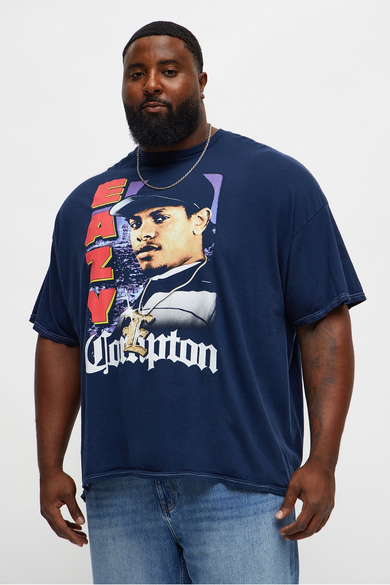 Eazy E Compton Boxy Short Sleeve Tee - Navy