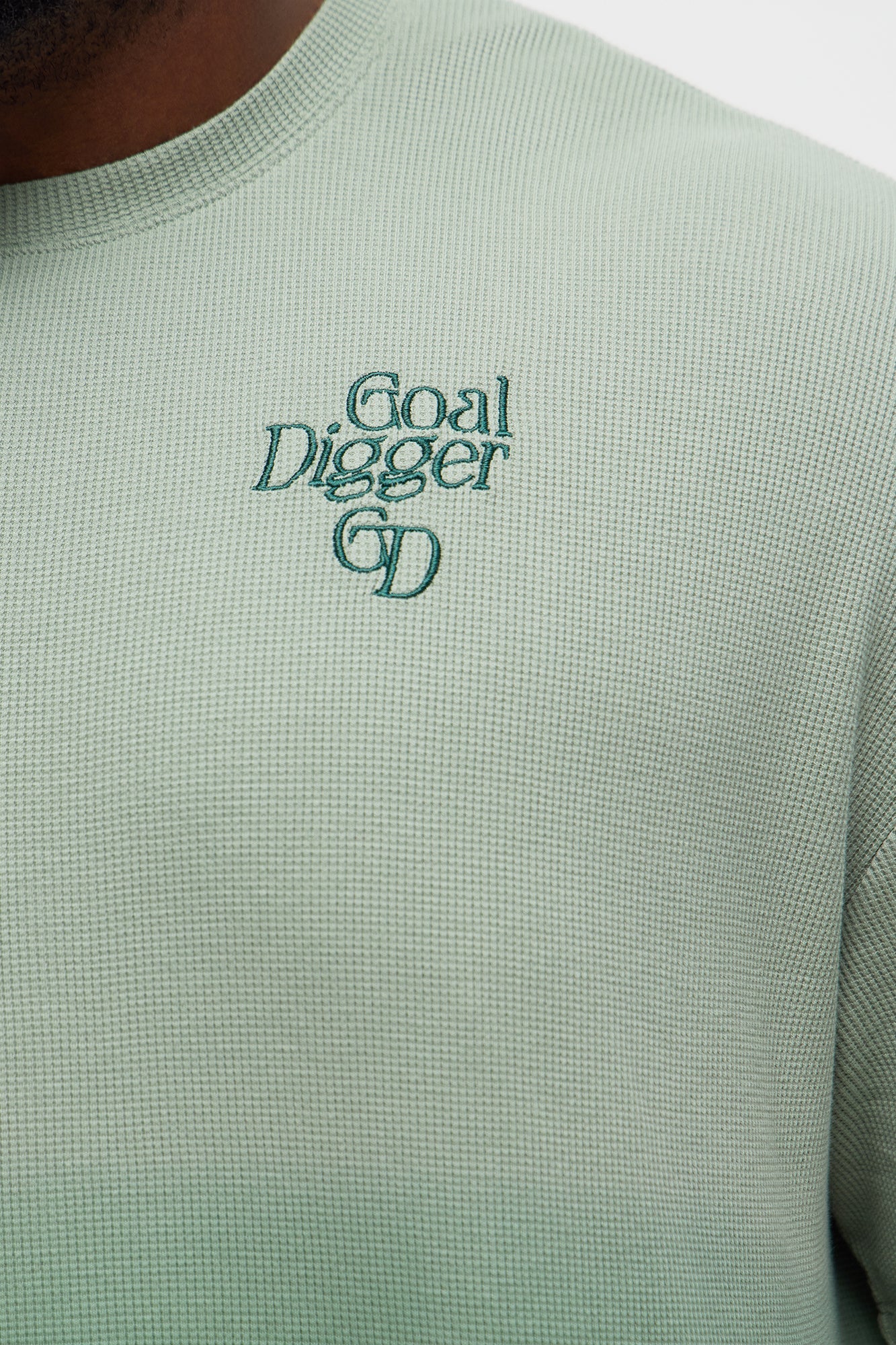 Gradient Waffle Knit Crewneck Tee - Green/combo