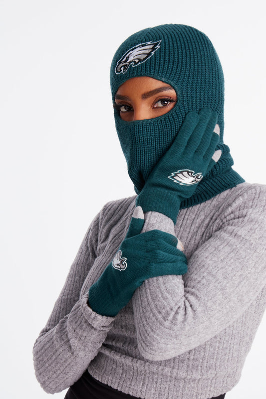 NFL Eagles Cold Weather 2 Piece Hat And Glove Set - Green/combo