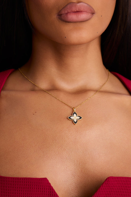 Petal Grace Necklace - Gold/Black