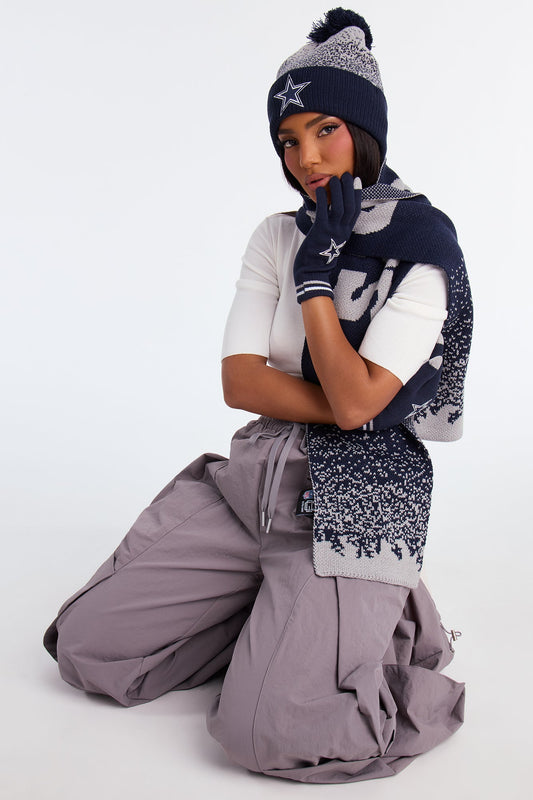 NFL Cowboys Cold Weather 3 Piece Hat Glove And Scarf Set - Navy/combo