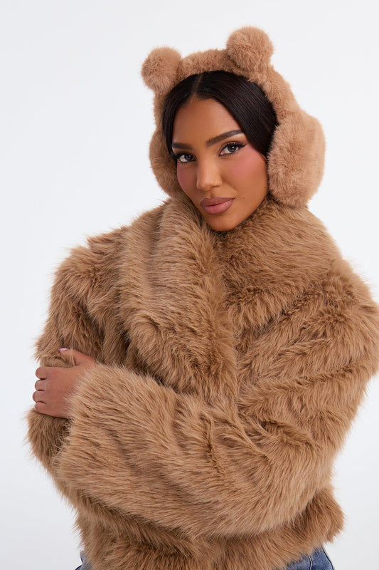 Beary Cold Faux Fur Earmuffs - Brown