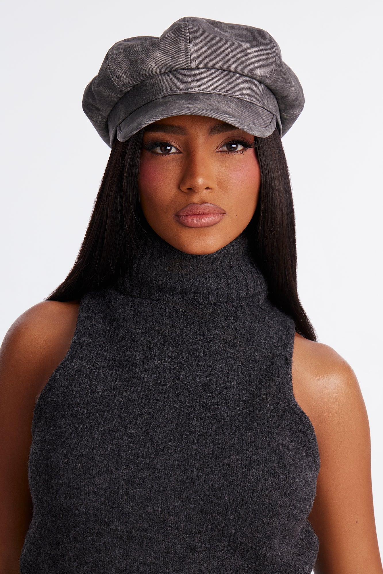 That 70s Faux Leather Cabbie - Grey/combo