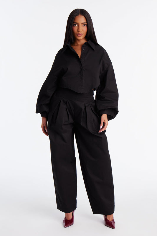 Statement Maker Balloon Pant Set - Black