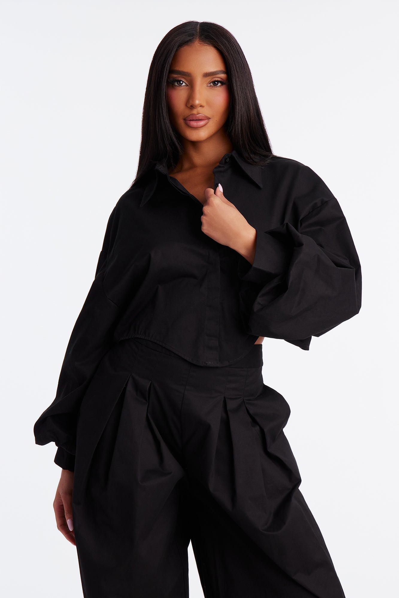 Statement Maker Balloon Pant Set - Black