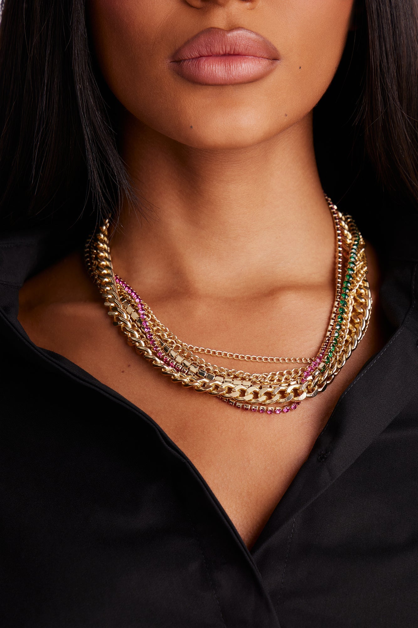 Fun Vibes Only Layered Necklace - Gold/Multi