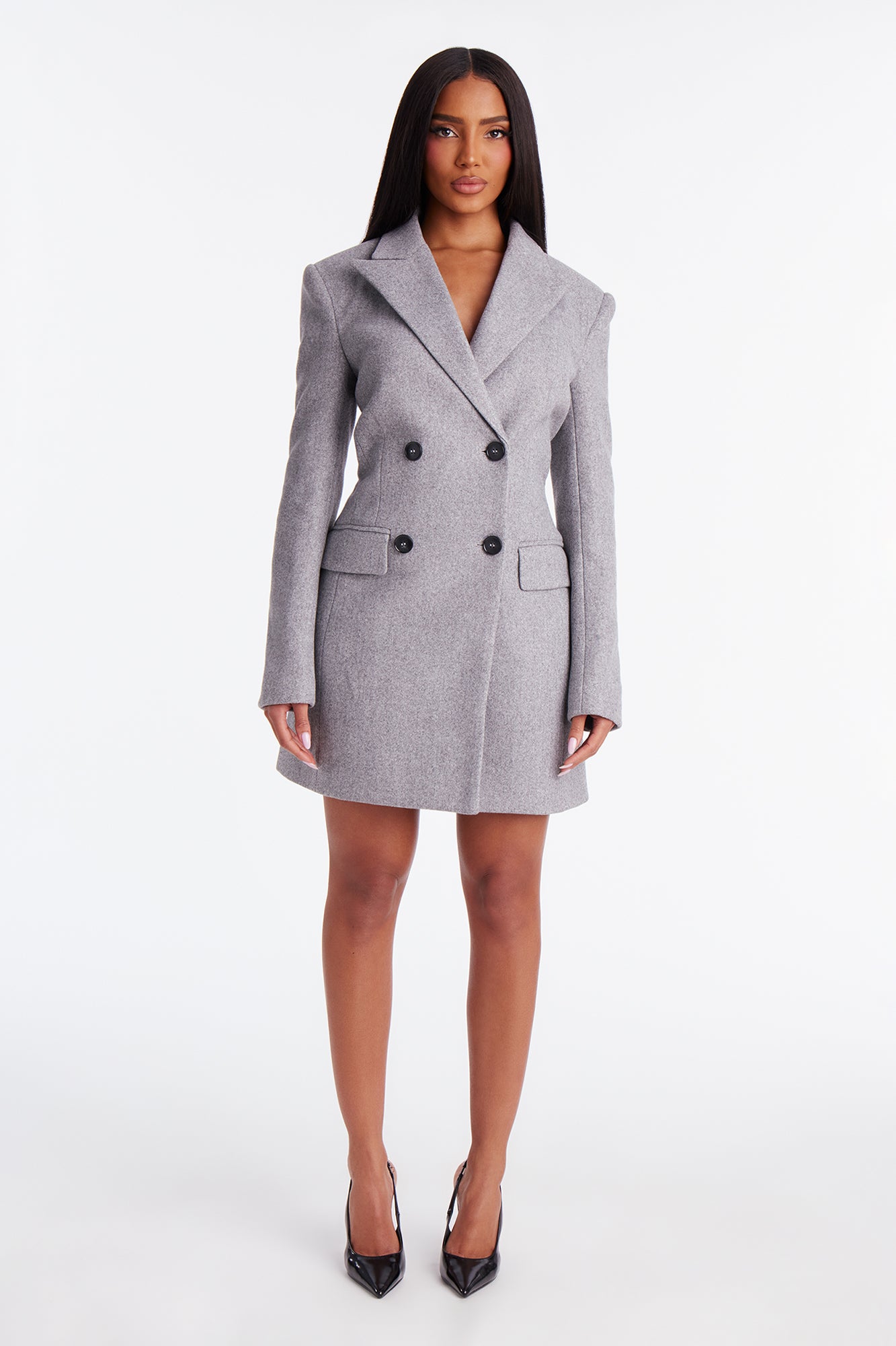 Madison Double Breasted Blazer Mini Dress - Grey