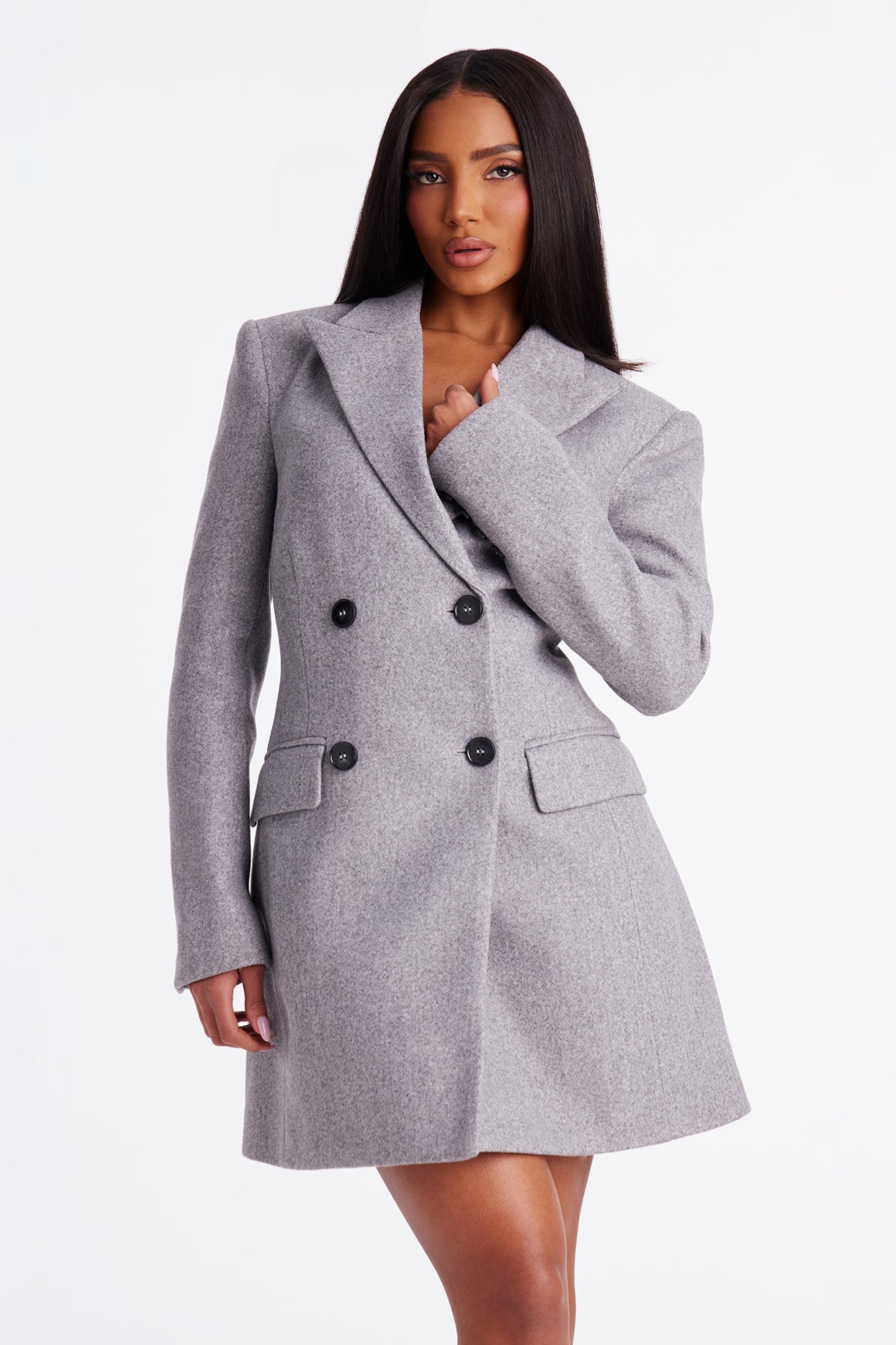 Madison Double Breasted Blazer Mini Dress - Grey