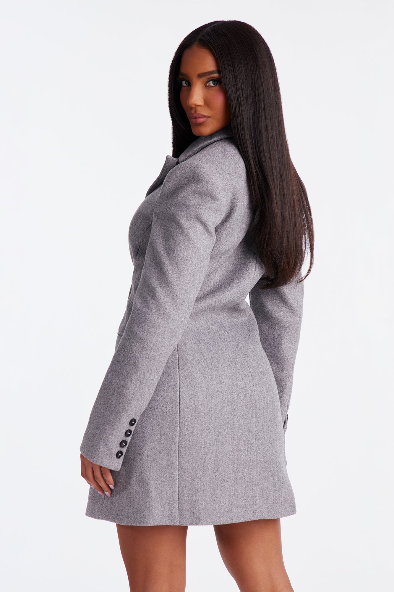 Madison Double Breasted Blazer Mini Dress - Grey