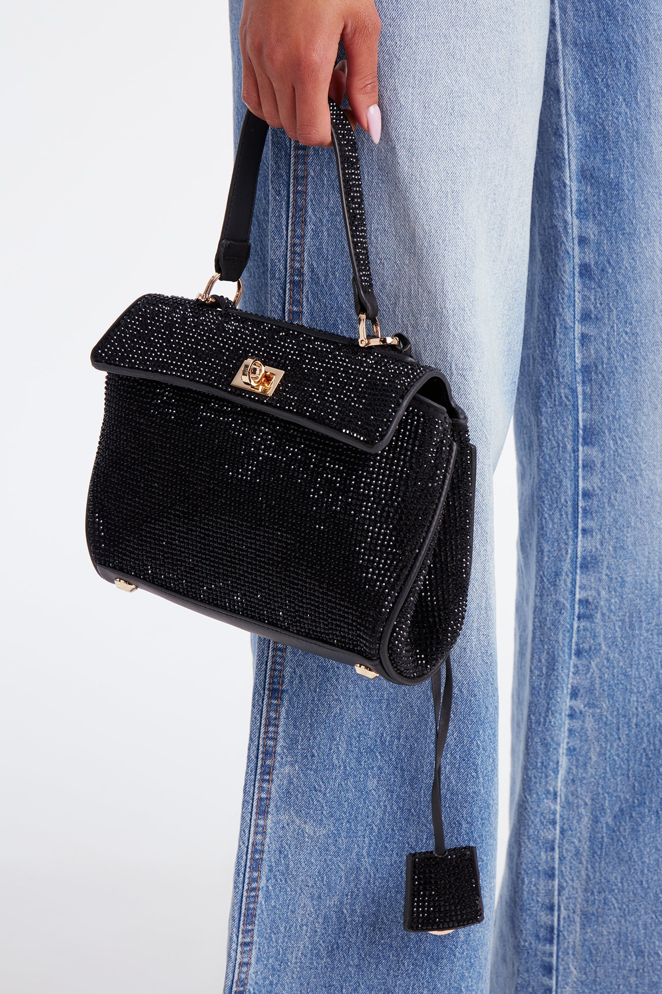 Extra Snazzy Rhinestone Handbag - Black