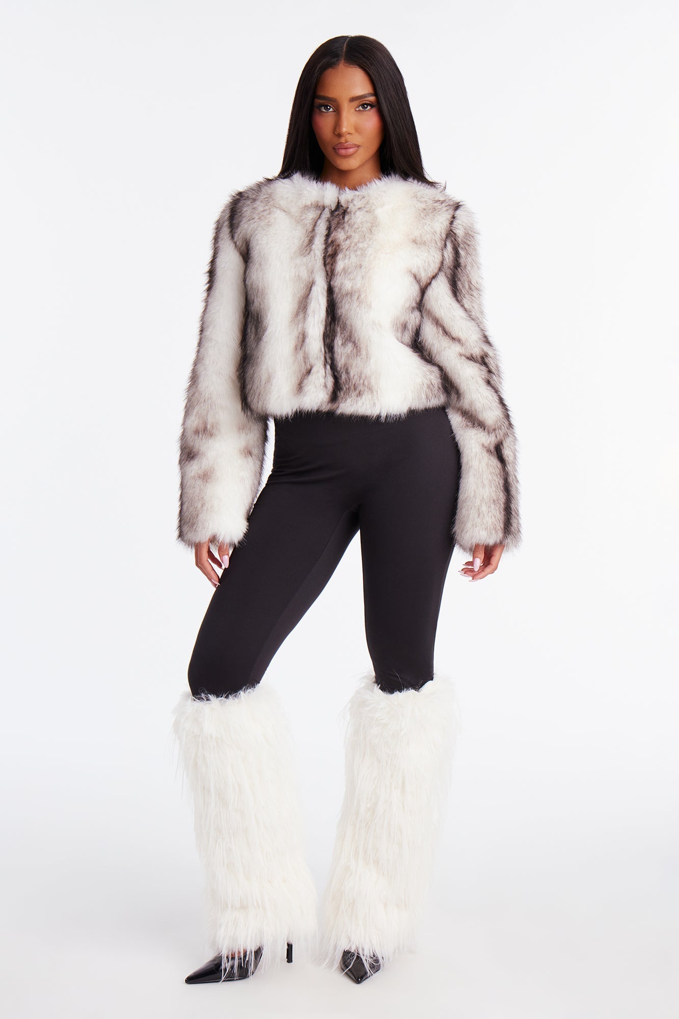 Warm Whirls Faux Fur Legwarmers - Ivory