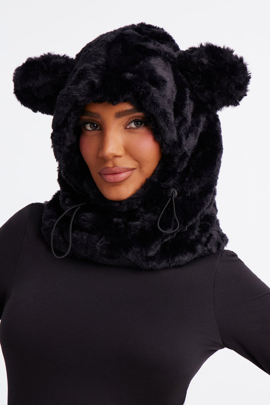 Grizzly Mountain Faux Fur Balaclava - Black
