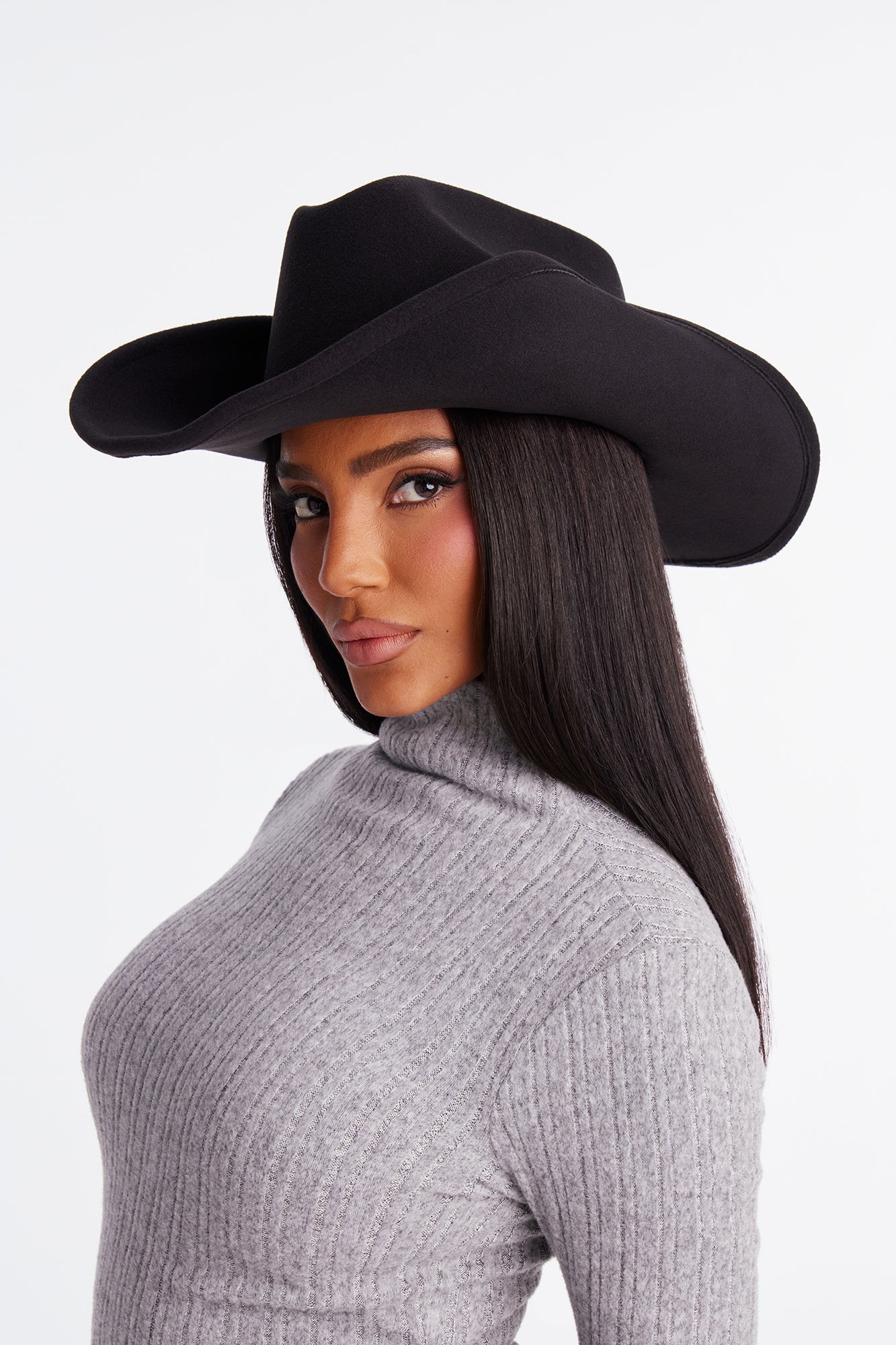 Rodeo Drive Faux Suede Cowboy Hat - Black