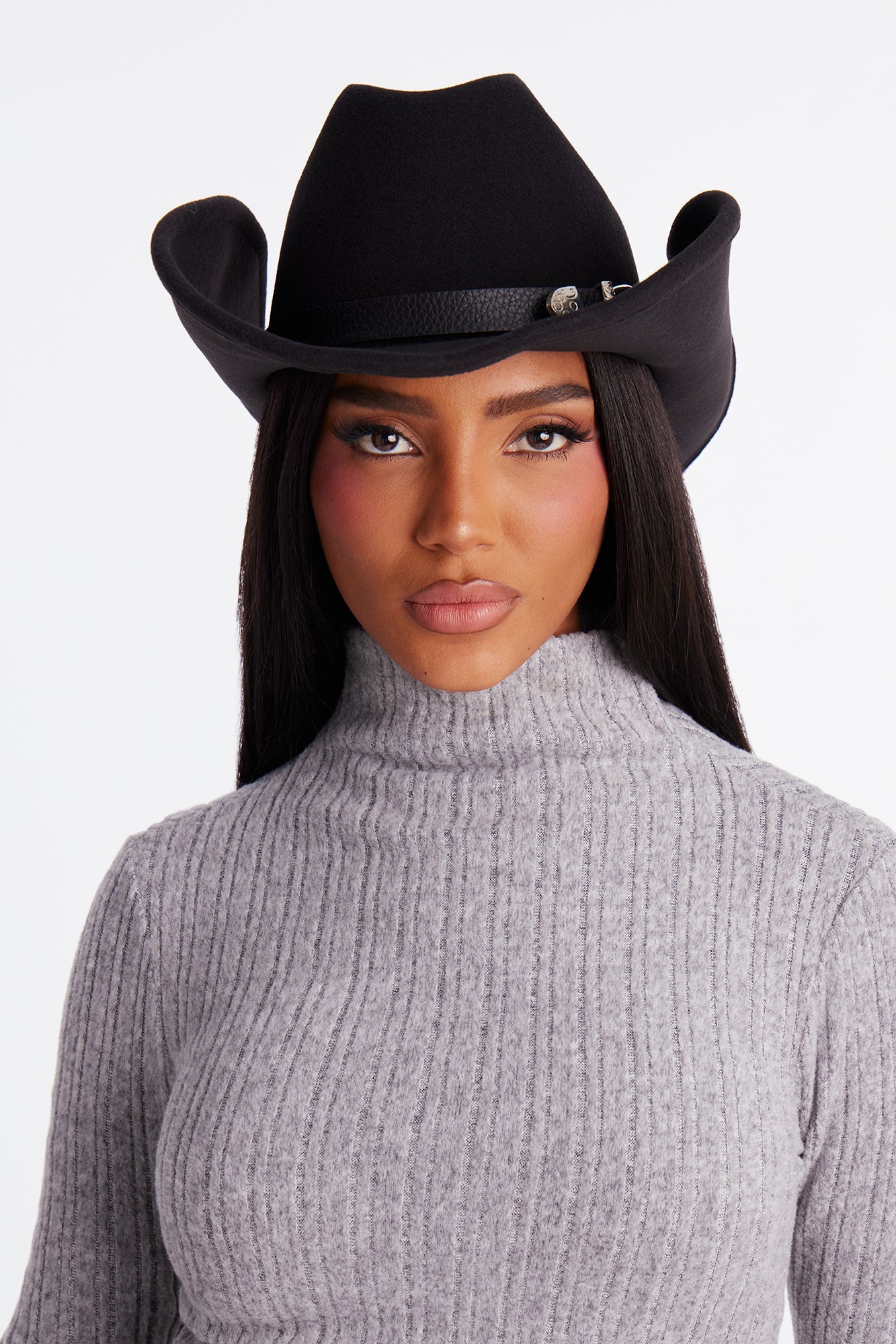 Rodeo Drive Faux Suede Cowboy Hat - Black