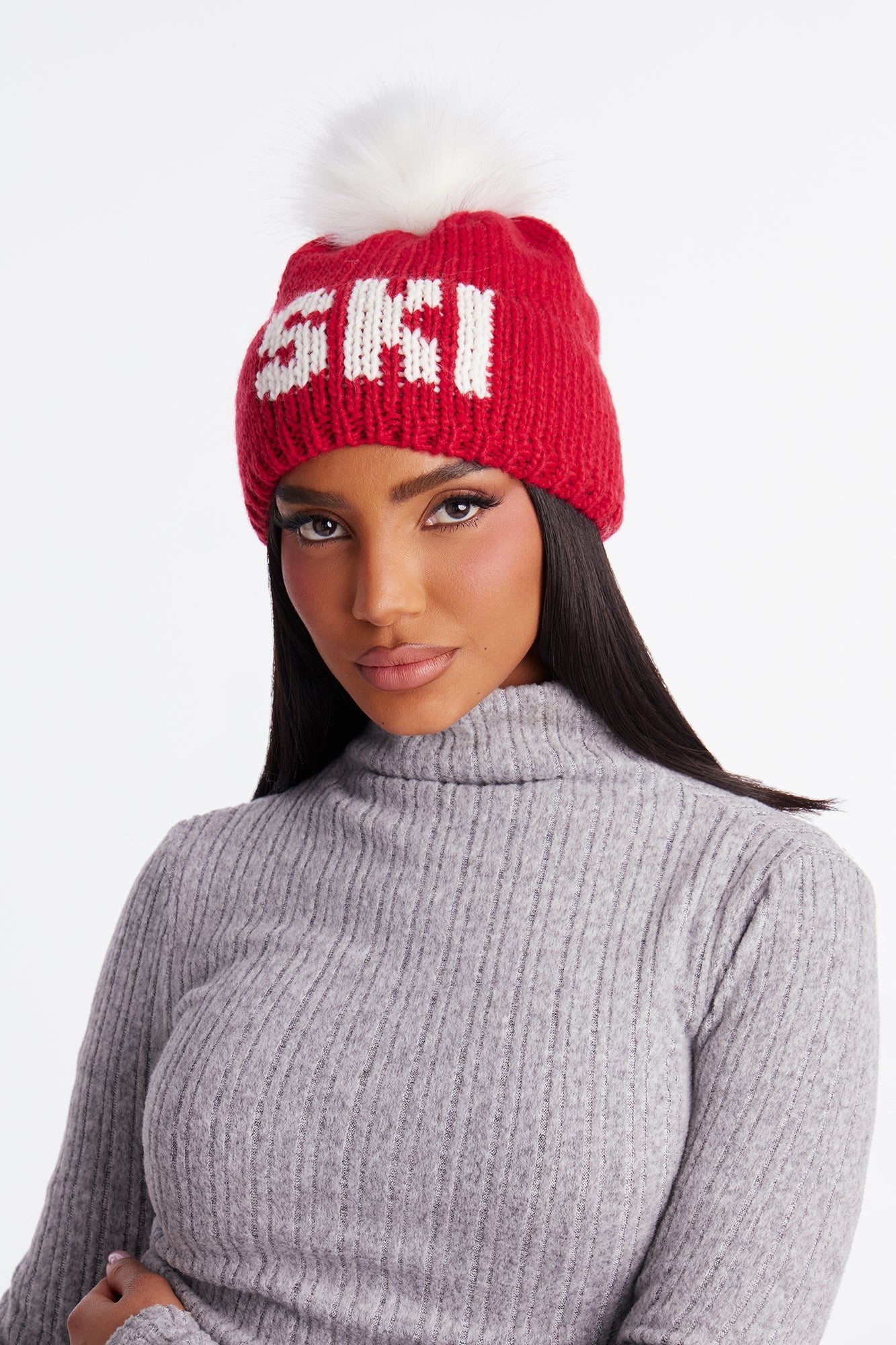 Ski Town Beanie - Red/White