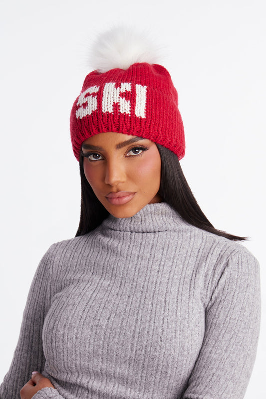 Ski Town Beanie - Red/White