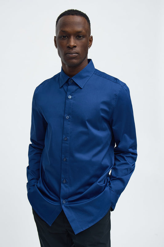 Luxe Stretch Dress Shirt - Navy