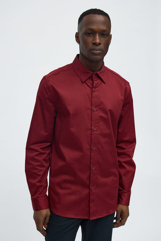 Luxe Stretch Dress Shirt - Burgundy
