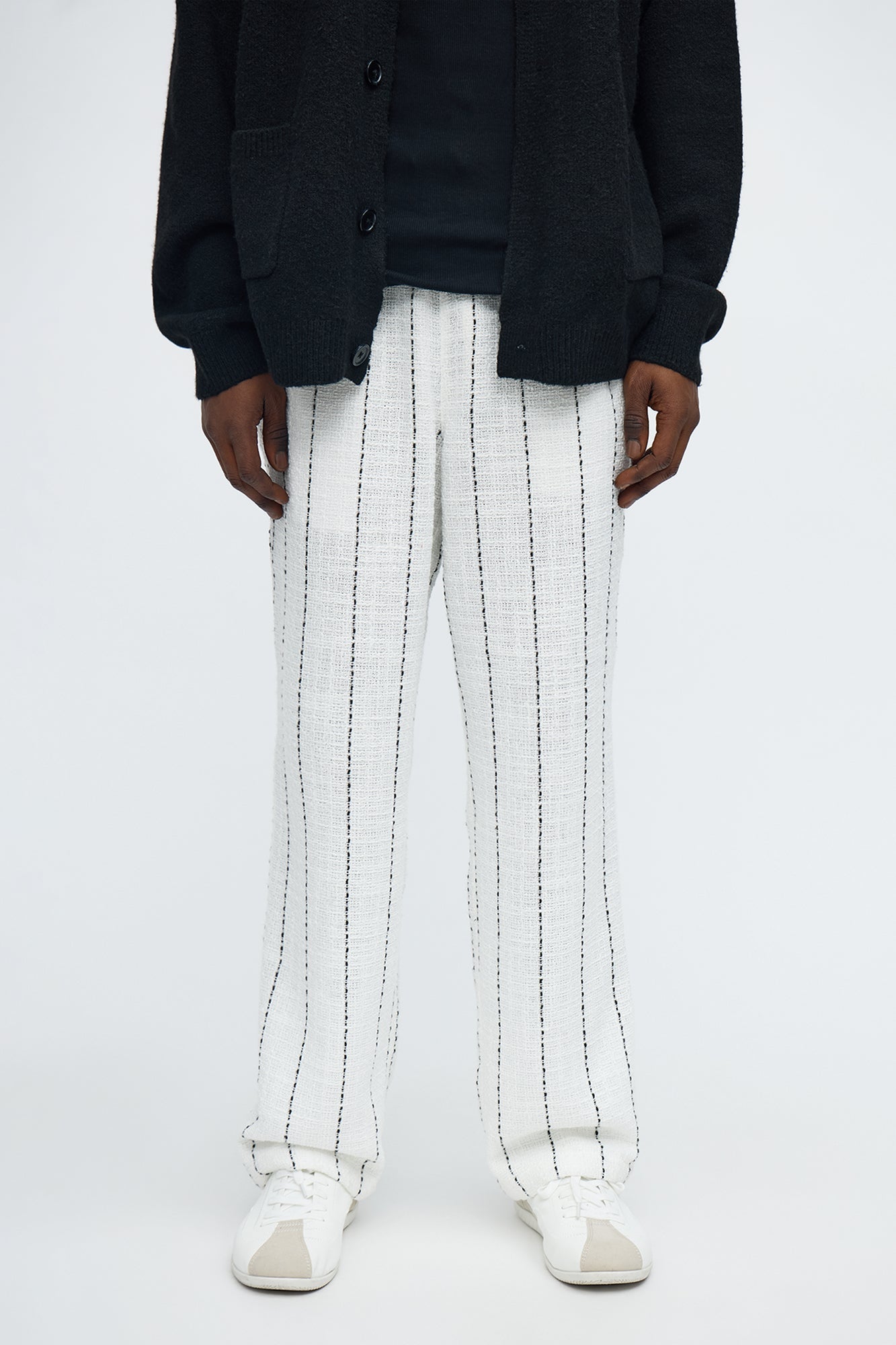 Straight Newport Beach Textured Drawstring Pant - White