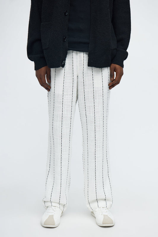 Straight Newport Beach Textured Drawstring Pant - White