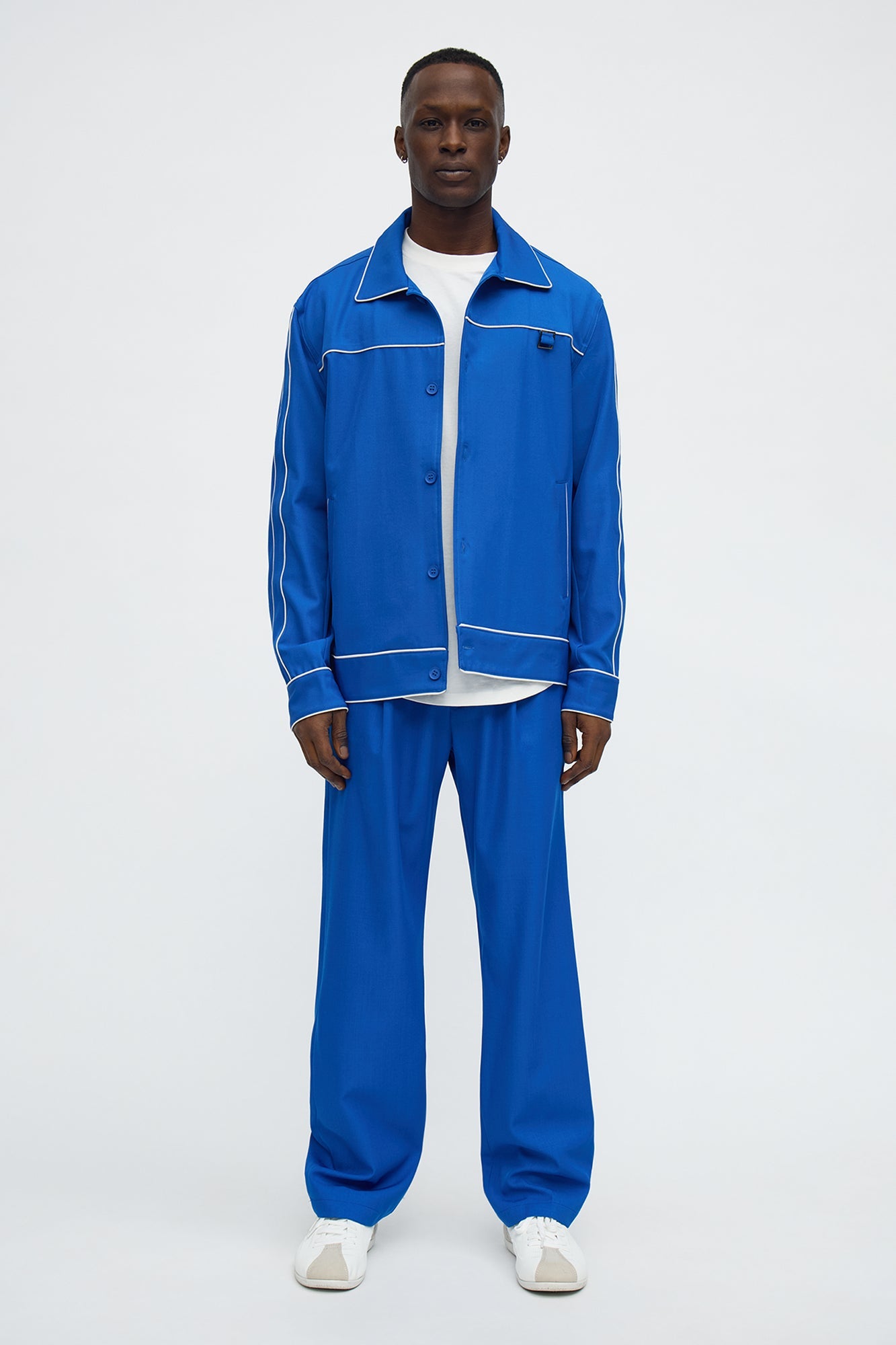 Straight Belmont Pleated Trouser - Blue