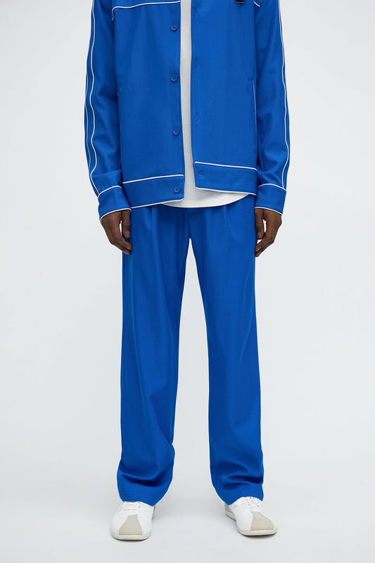 Straight Belmont Pleated Trouser - Blue