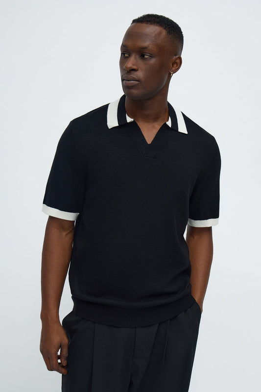 Capri In Fall Knitted Polo - Black/combo