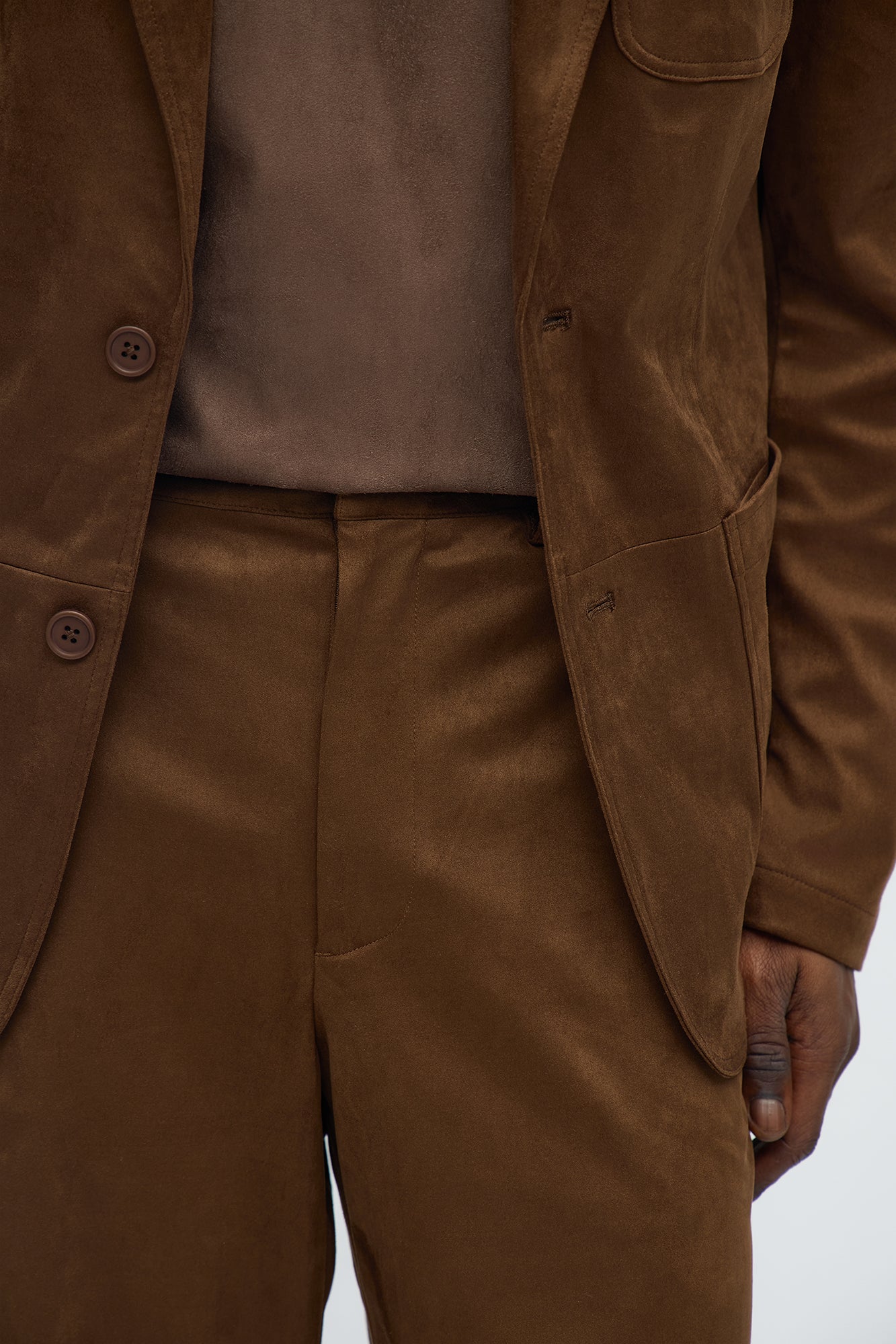 Straight Old Money Suede Trouser - Brown