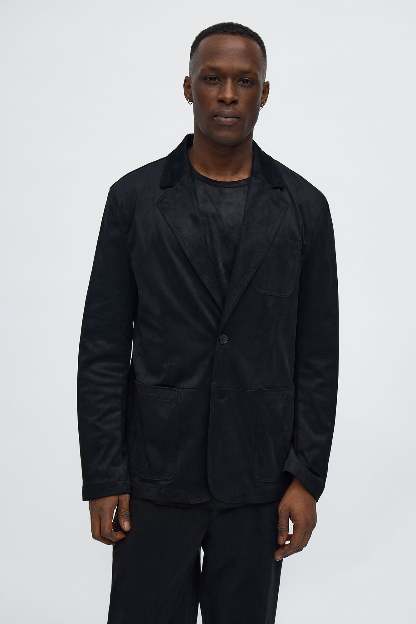 Straight Old Money Suede Trouser - Black