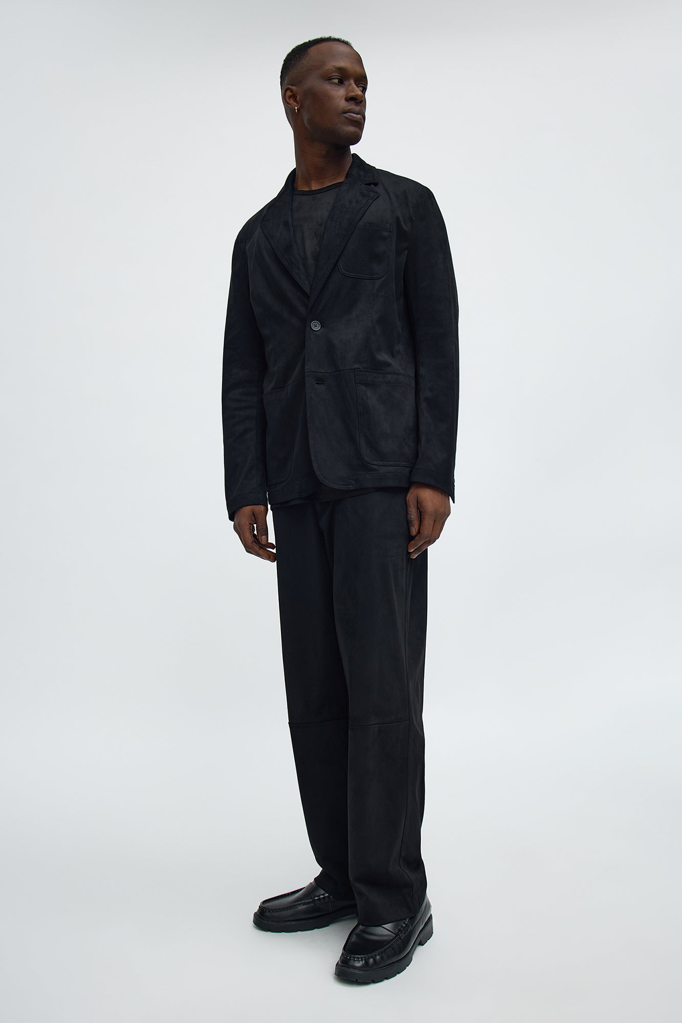 Straight Old Money Suede Trouser - Black