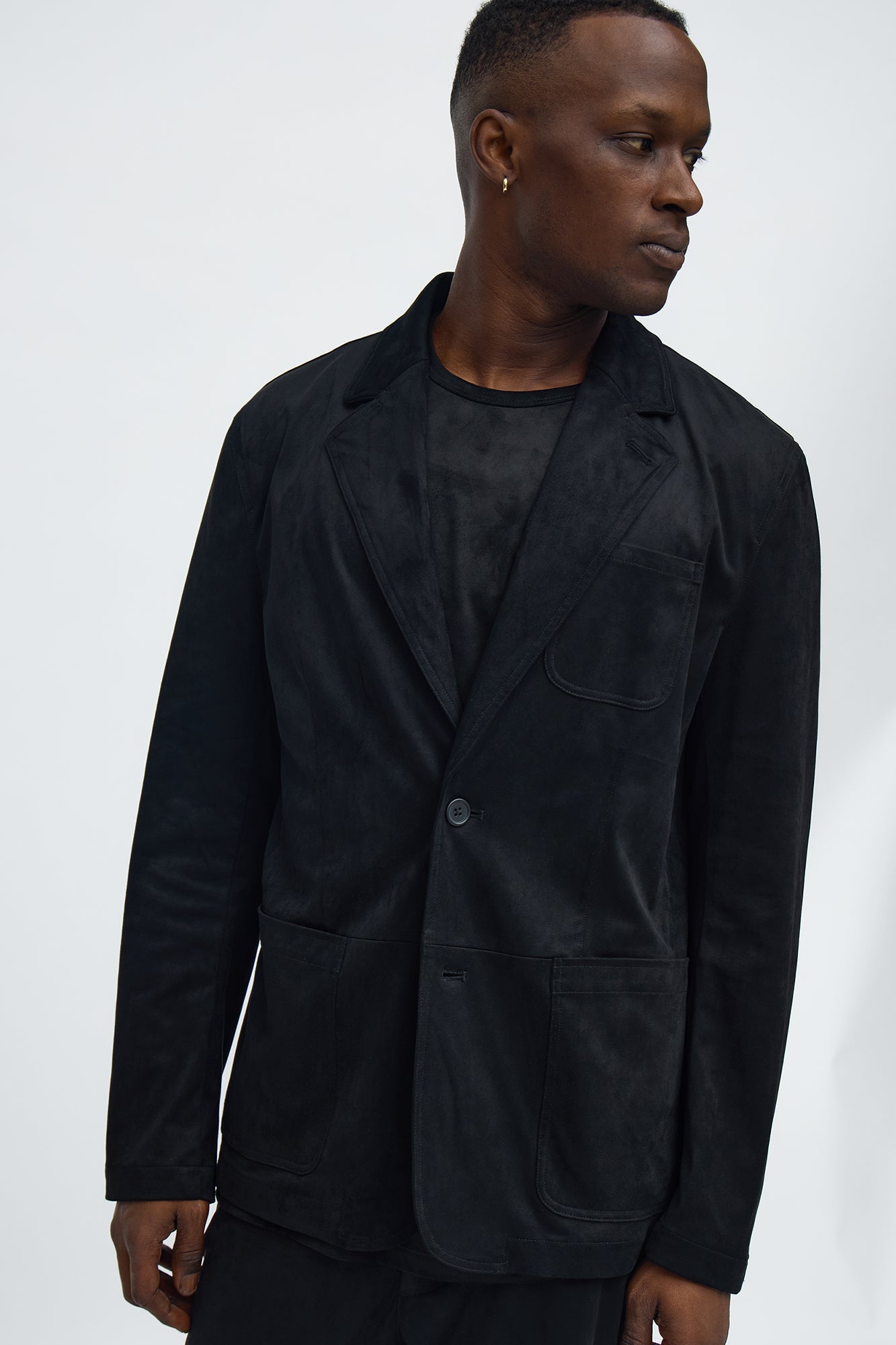 Straight Old Money Suede Trouser - Black