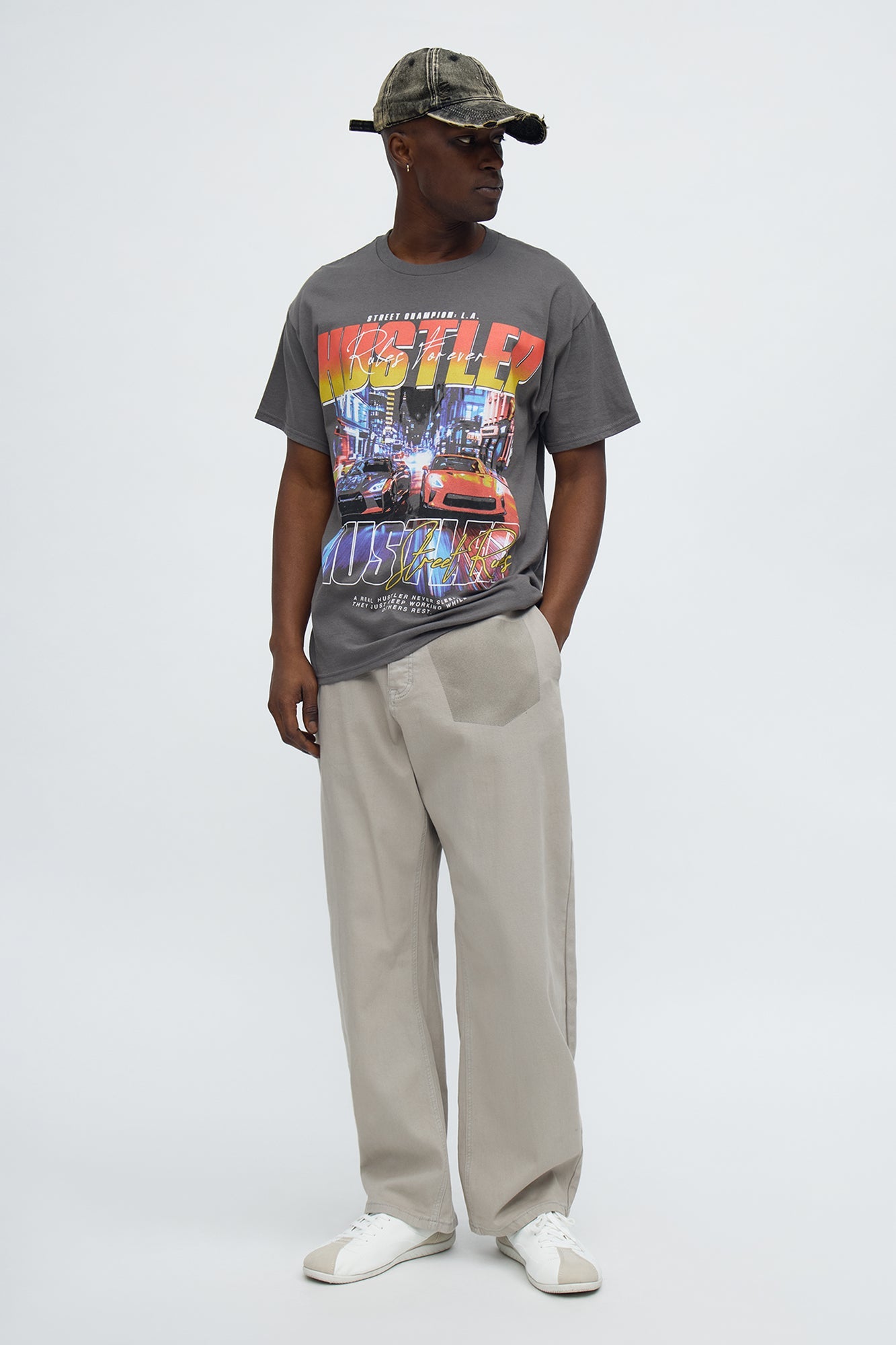 Hustler Tune Oversized Short Sleeve Tee - Charcoal